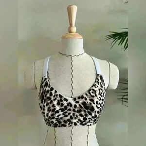 The Upside Sports Bra Top | US Size 4 | Water Leopard Print Ice Blue Straps